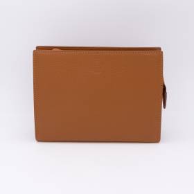 Grande trousse en cuir grainé noisette noisette