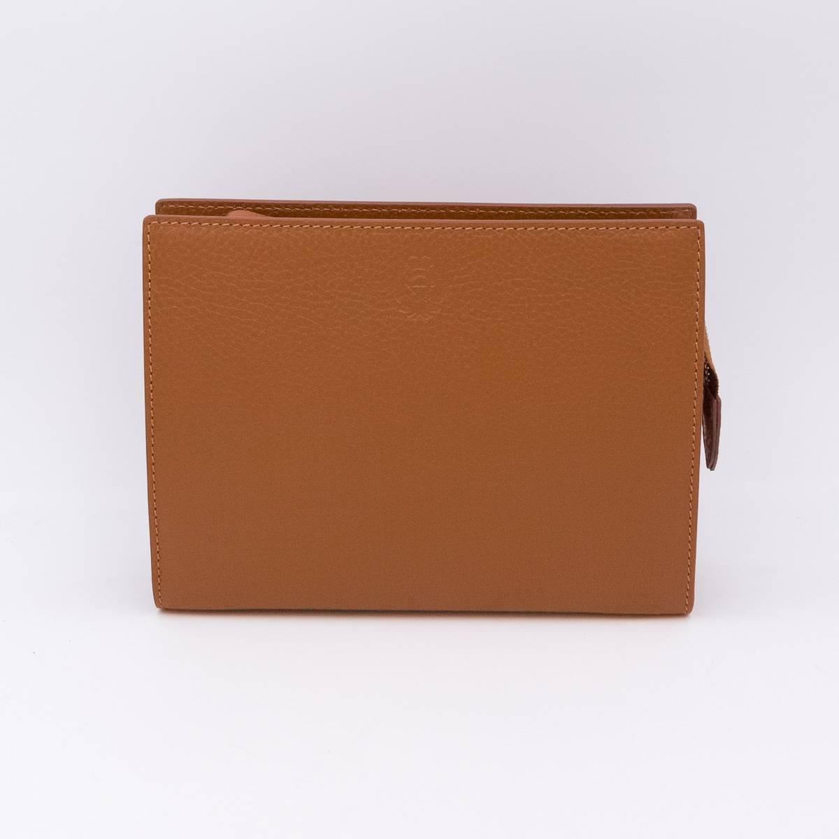 Grande trousse en cuir grainé noisette noisette