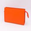 Grande trousse en cuir grainé orange orange