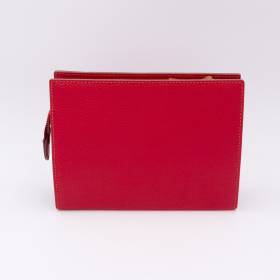 Grande trousse en cuir grainé rouge noisette