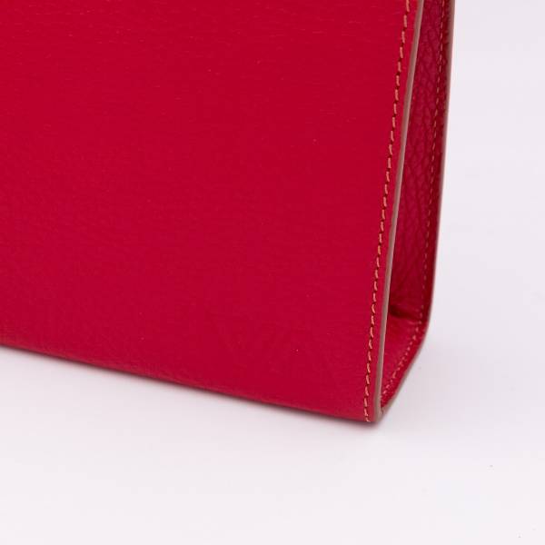 Grande trousse en cuir grainé rouge noisette