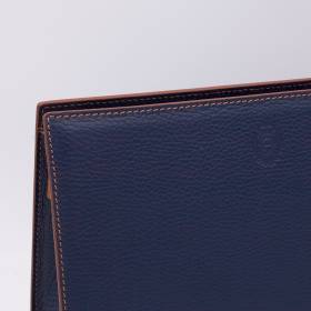 Grande trousse en cuir grainé navy noisette