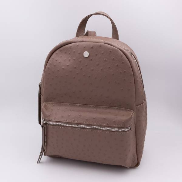 Sac à dos en cuir façon autruche taupe taupe