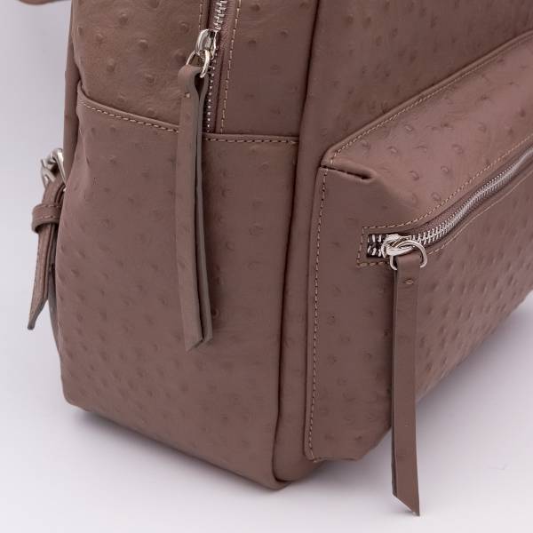 Sac à dos en cuir façon autruche taupe taupe