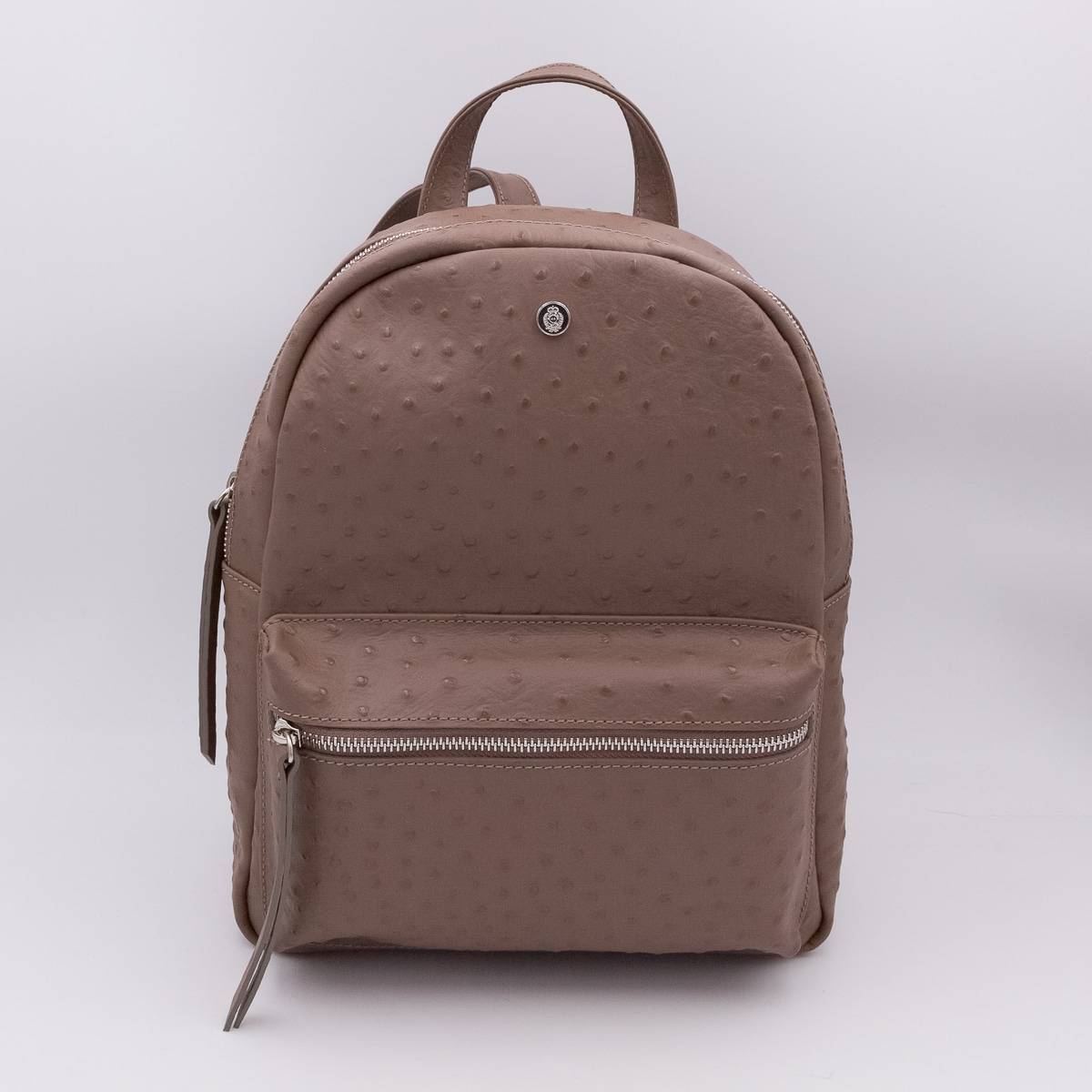Sac à dos en cuir façon autruche taupe taupe