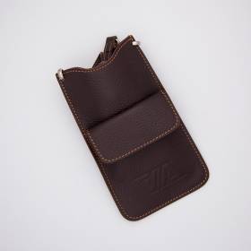 Pochette de téléphone en cuir ebène ebène noisette