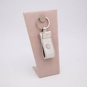 Porte clés AAllard Megève cuir struzzo écru taupe