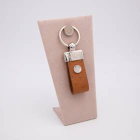 Porte clés AAllard Megève cuir struzzo caramel caramel