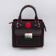 Sac mini cubo en cuir façon autruche noir rouge