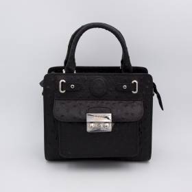 Sac mini cubo en cuir façon autruche noir noir