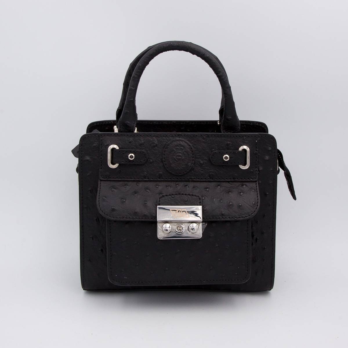 Sac mini cubo en cuir façon autruche noir noir