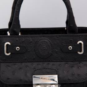 Sac mini cubo en cuir façon autruche noir noir