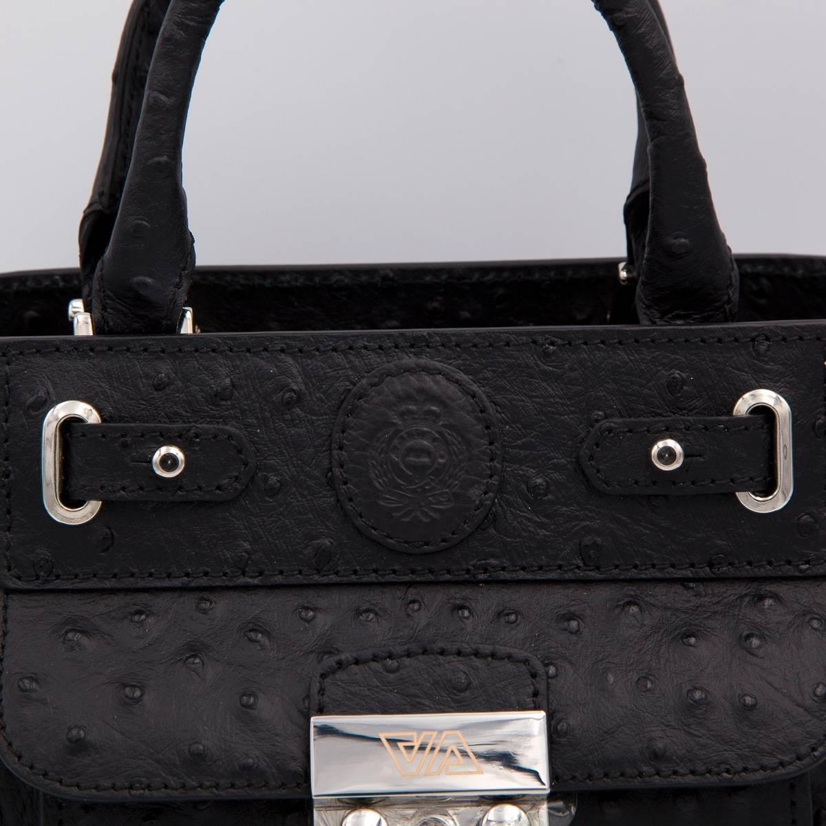 Sac mini cubo en cuir façon autruche noir noir