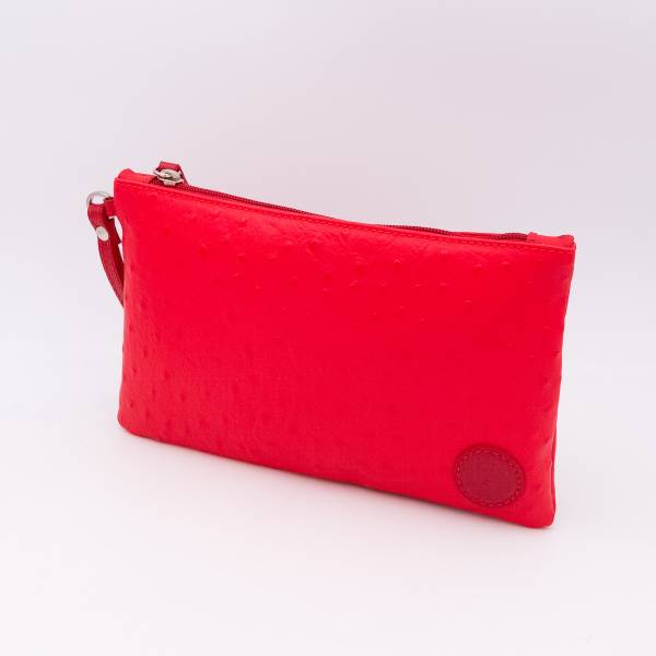 Pochette à main en cuir façon autruche rouge rouge