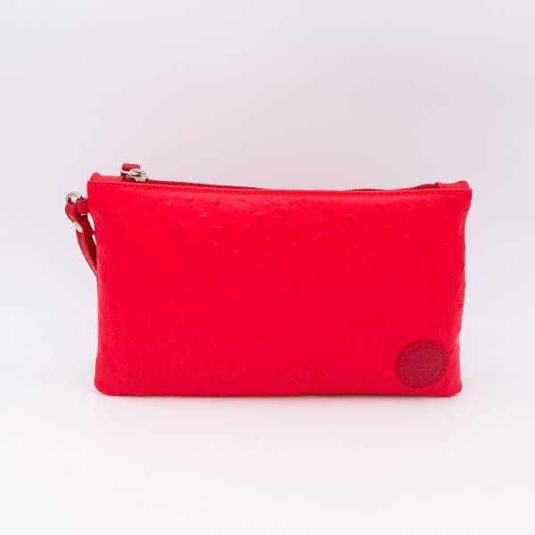 Pochette à main en cuir façon autruche rouge rouge