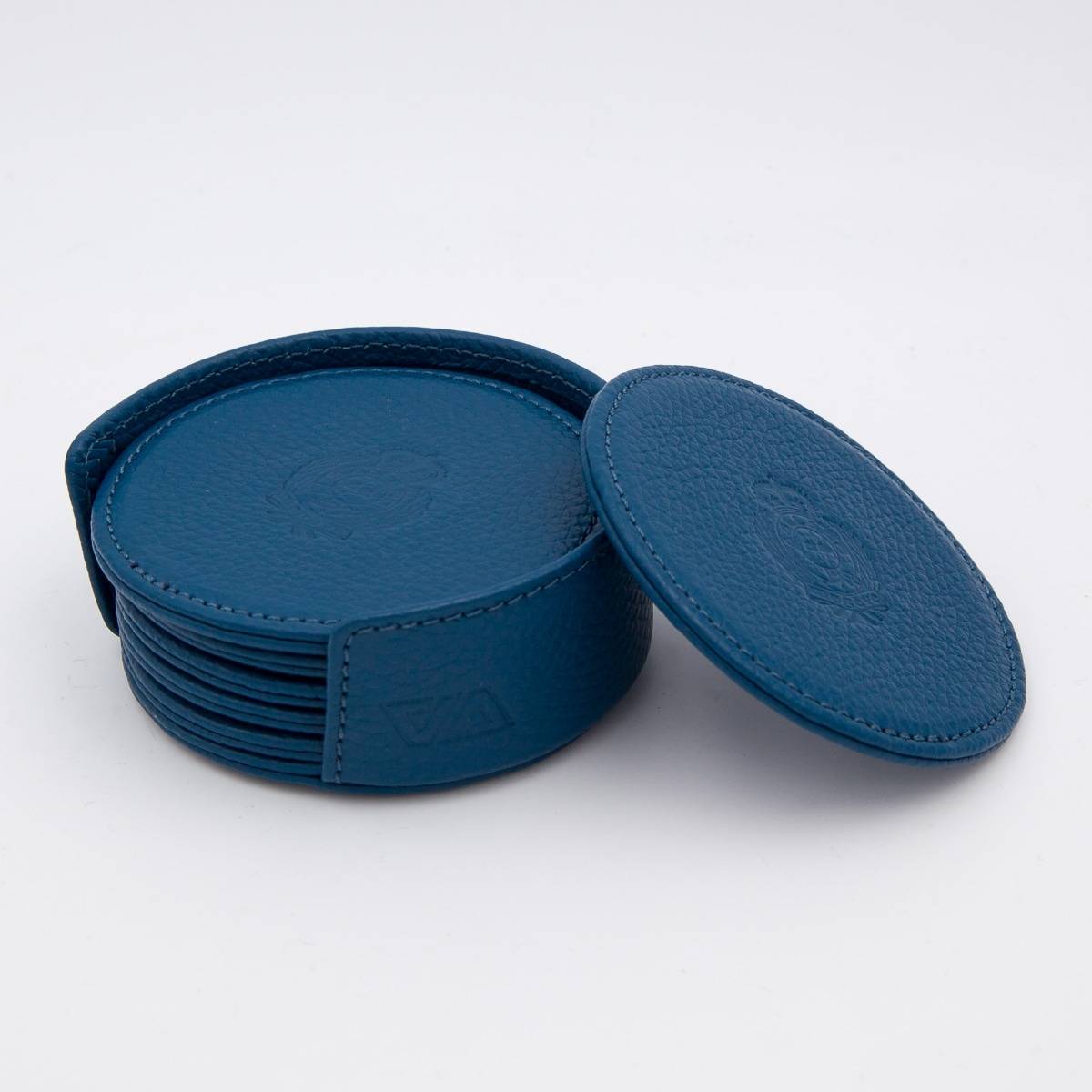 Dessous de verres en cuir bleu pétrole bleu pétrole