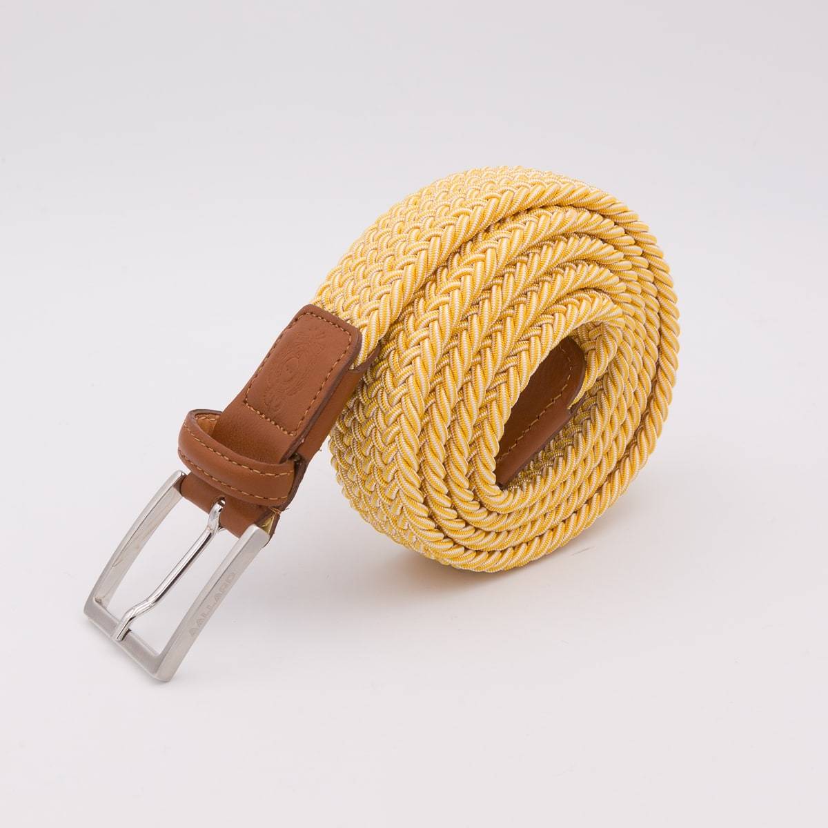 Ceinture élastique tressée AAllard jaune blanc camel