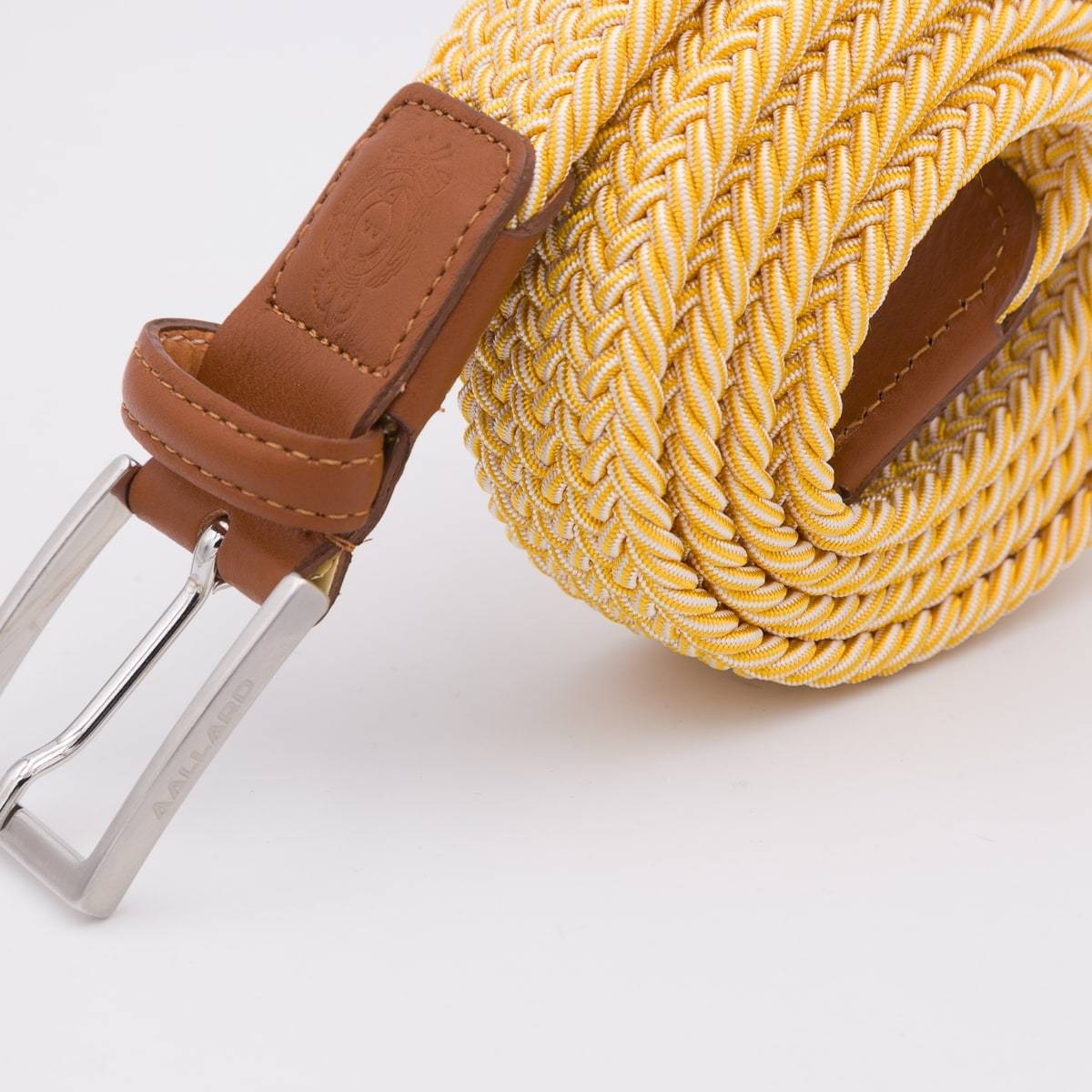 Ceinture élastique tressée AAllard jaune blanc camel