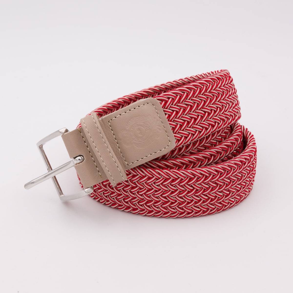 Ceinture élastique tressée AAllard beige rouge taupe