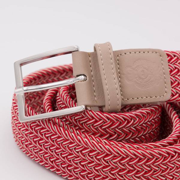 Ceinture élastique tressée AAllard beige rouge taupe