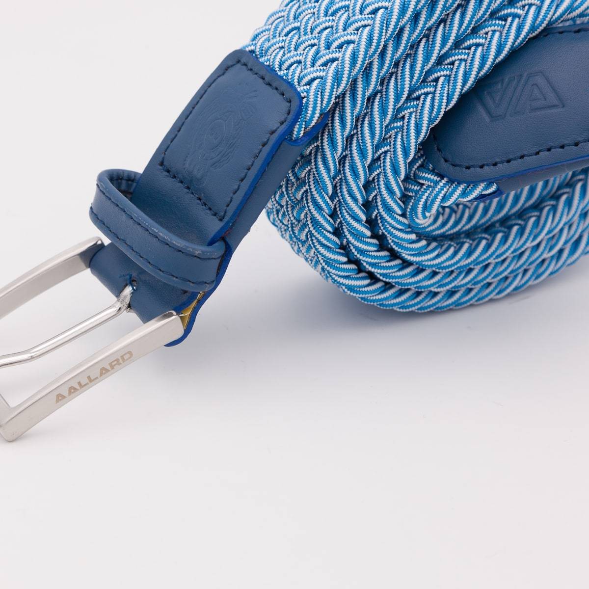 Ceinture élastique tressée AAllard azur blanc azur