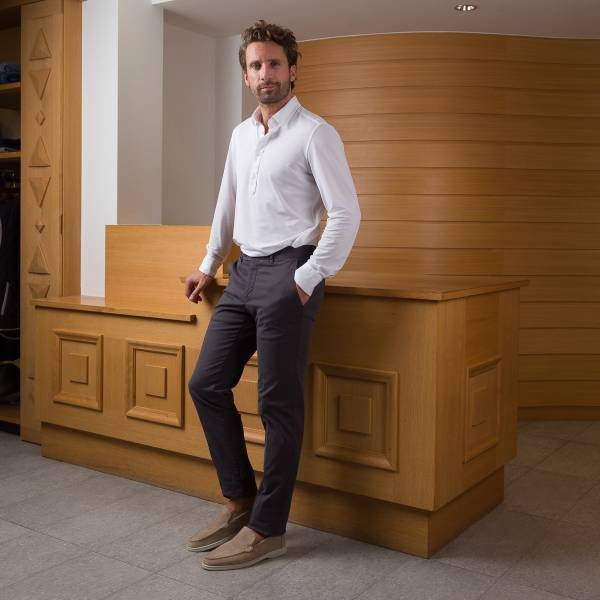 Pantalon gabardine en coton anthracite