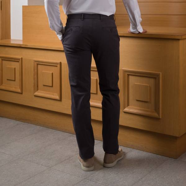 Pantalon gabardine en coton anthracite