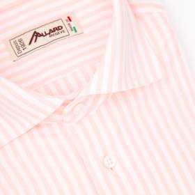 Chemise coton stretch à rayures larges rose blanc