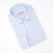 Chemise coton stretch à rayures larges blue blanc
