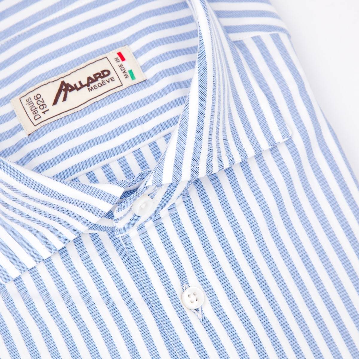 Chemise coton stretch à rayures larges blue blanc