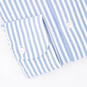 Chemise coton stretch à rayures larges blue blanc