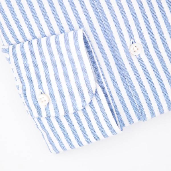 Chemise coton stretch à rayures larges blue blanc