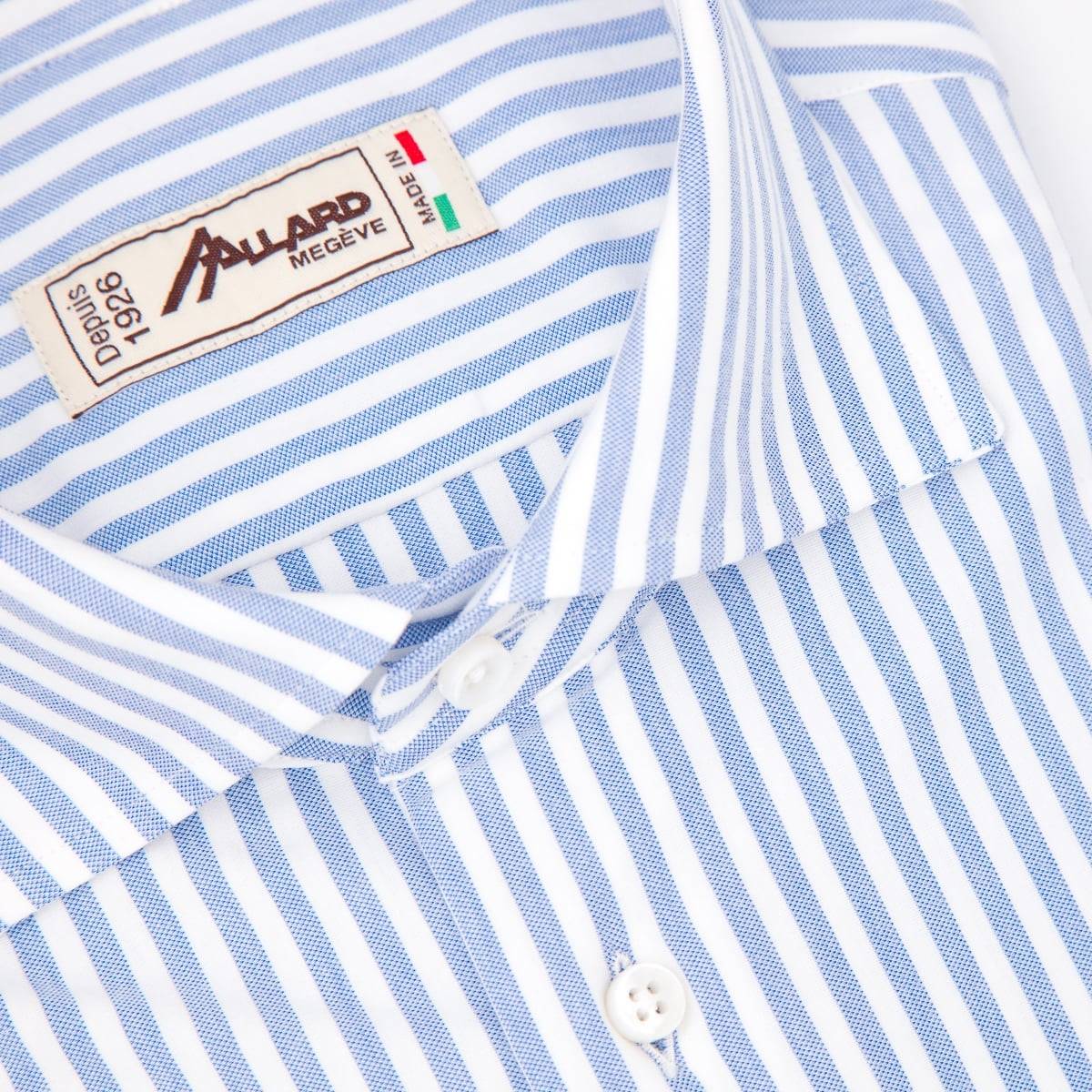 Chemise coton stretch à rayures larges blue blanc