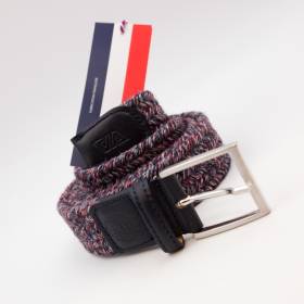 Ceinture tressée élastique en lainage bleu gris rouge