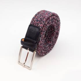 Ceinture tressée élastique en lainage bleu gris rouge