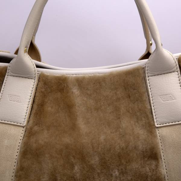 Sac cabas en mouton grand modèle crème