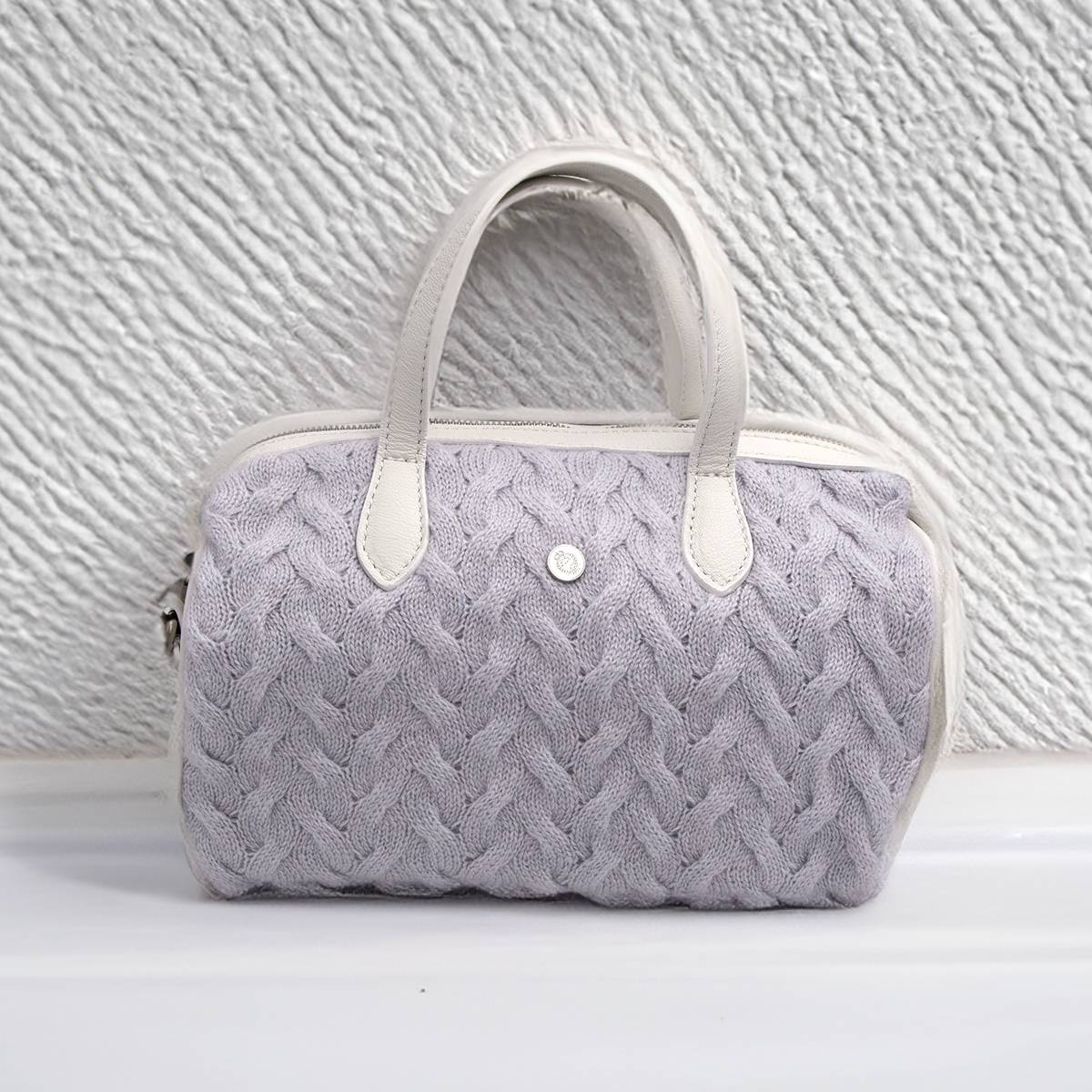 Sac à main torsade boletto en cashmere ciel blanc