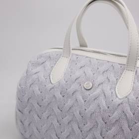 Sac à main torsade boletto en cashmere ciel blanc