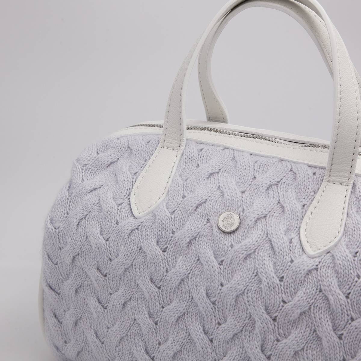 Sac à main torsade boletto en cashmere ciel blanc