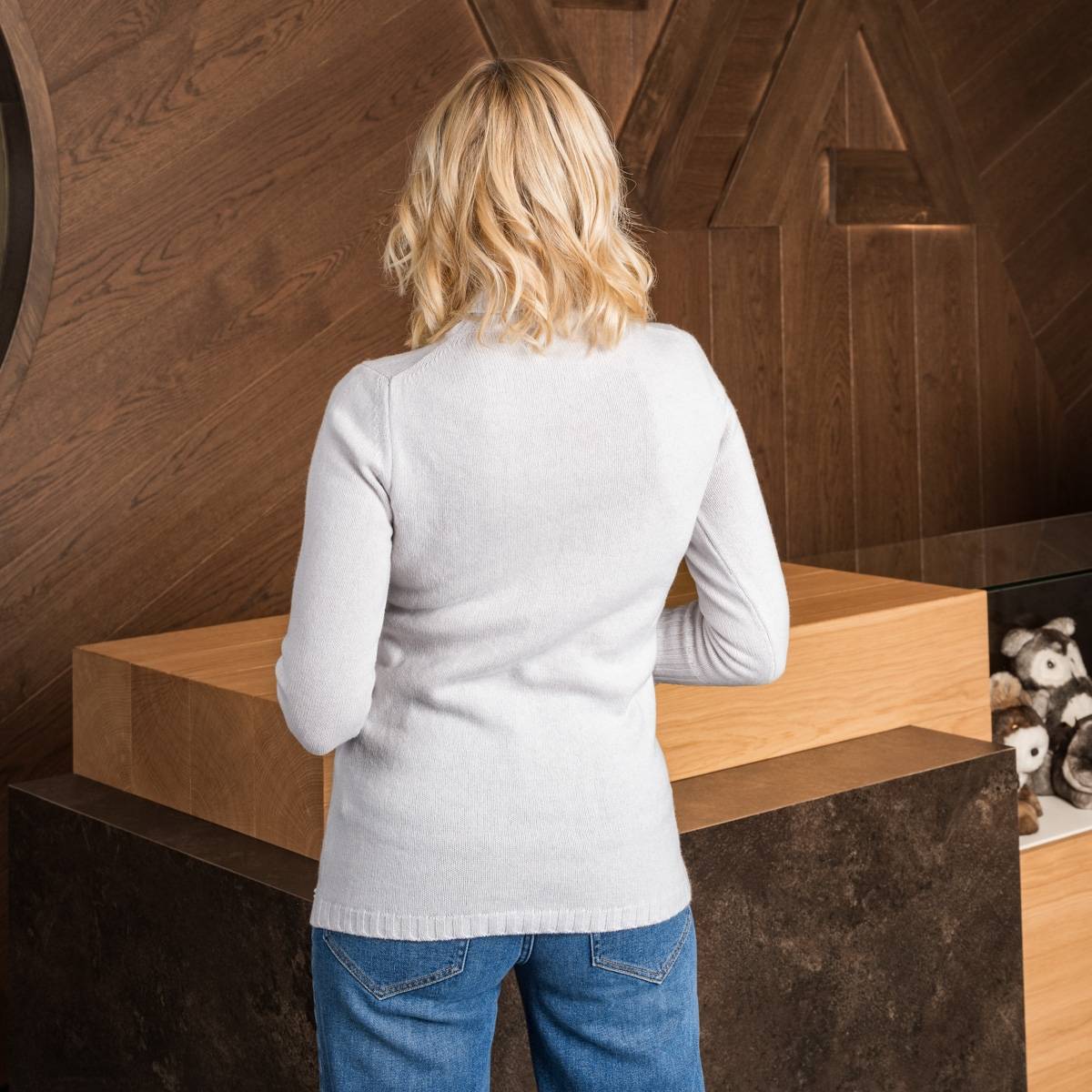 Pull col roulé en cachemire light grey