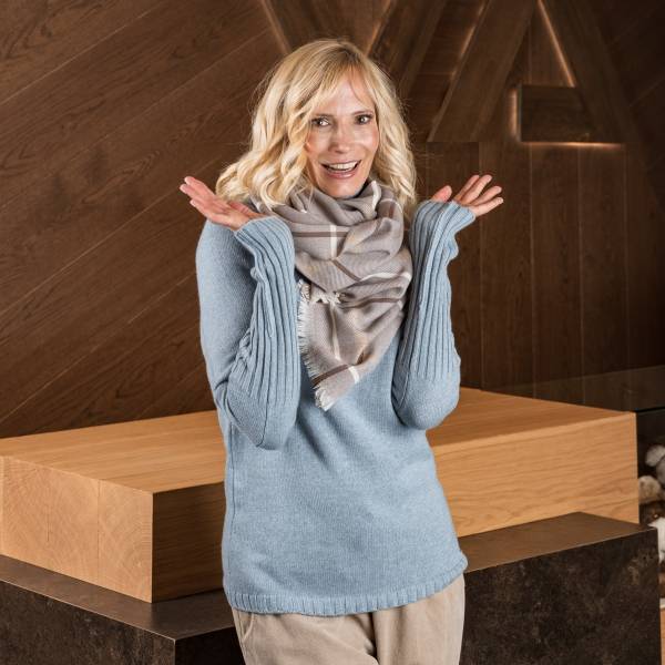 Pull col roulé en cachemire sauge