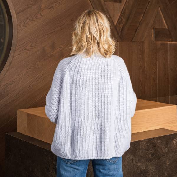 Pull cachemire maille anglaise ciel