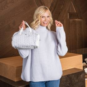 Sac à main torsade boletto en cashmere ciel blanc