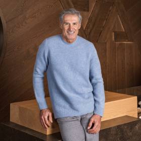 Pull extrasoft en cashmere bleu gris