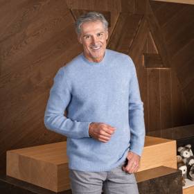 Pull extrasoft en cashmere bleu gris
