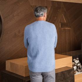 Pull extrasoft en cashmere bleu gris