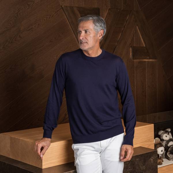 Pull double col navy souris