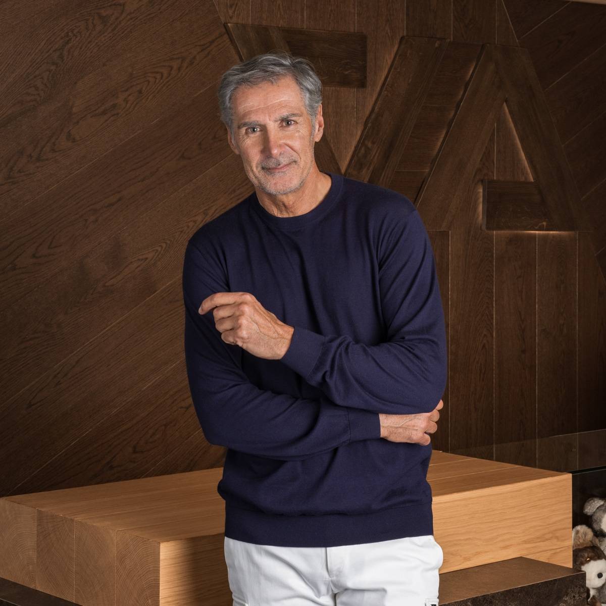Pull double col navy souris