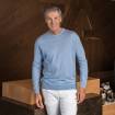 Pull col rond en coton et cashmere jeans . .