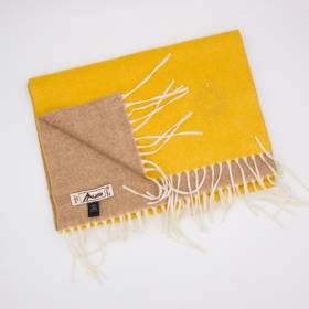 Echarpe bicolore en soie et cashmere jaune miele